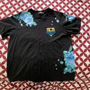 AUTHENTIC MCM GRAPHIC T-SHIRT IN BLACK AND BLUE SIZE XL